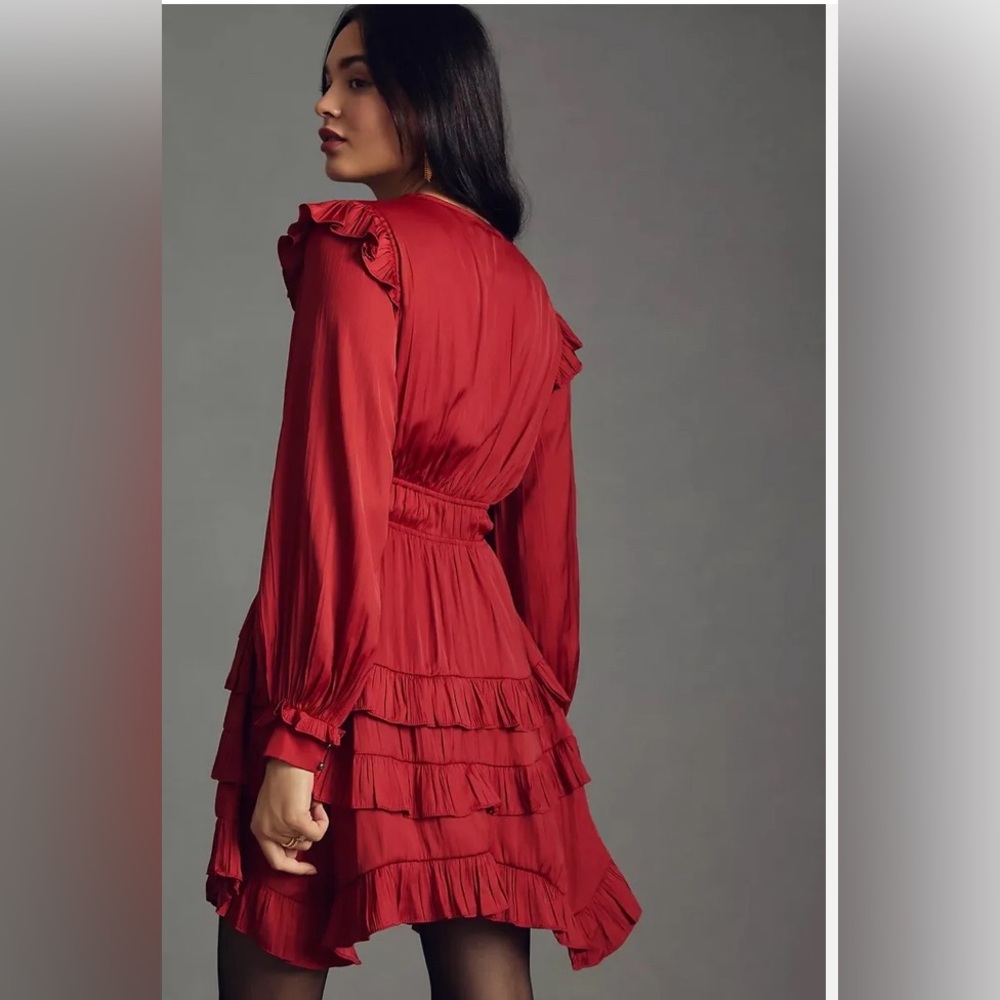 Anthropologie Tiered Ruffled Mini Dress
